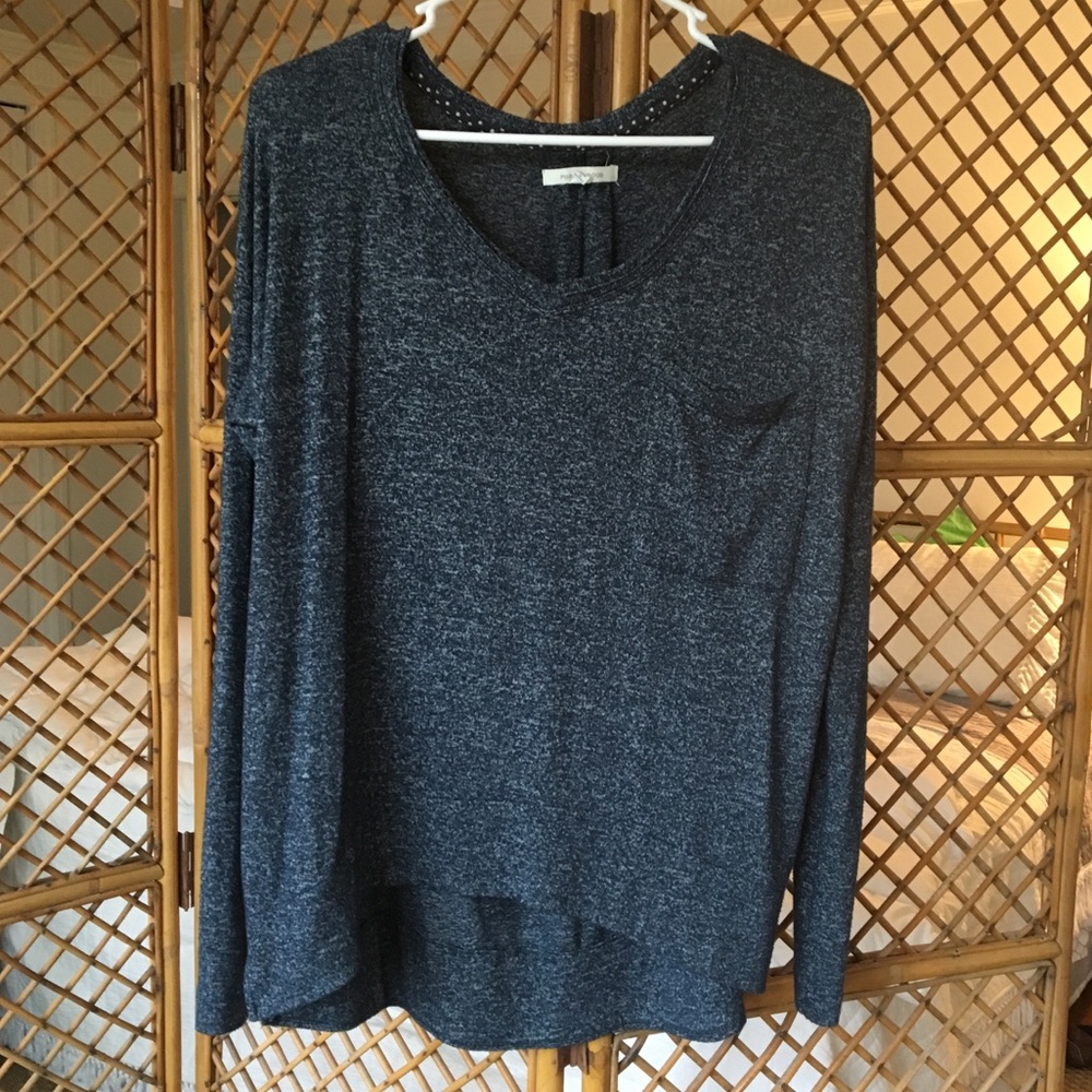 Pure + Good Womens Top Heather Navy Blue